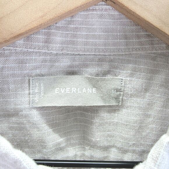 Everlane Shirt Mens M Gray White Linen Button Down Striped Pocket Preppy Casual - Picture 5 of 8